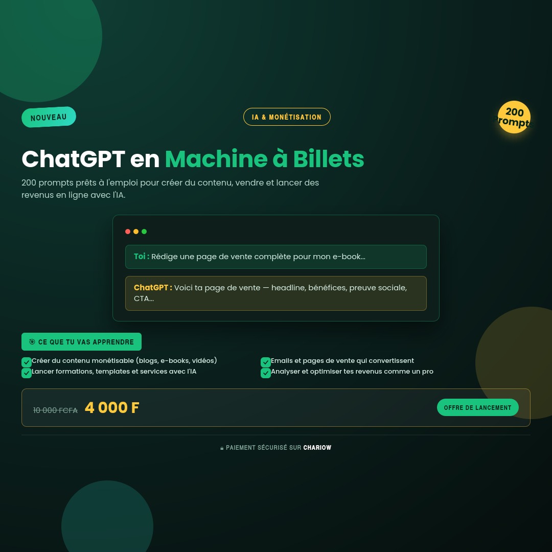 200 Prompts pour Transformer ChatGPT en Machine à Billets💸