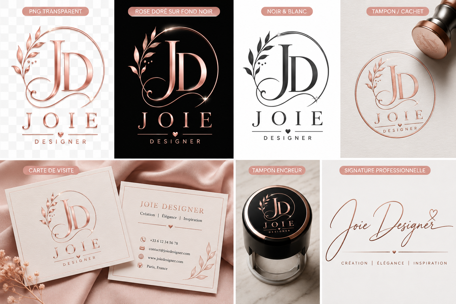 Logo Professionnel + Identité Visuelle HD - Joie Designer