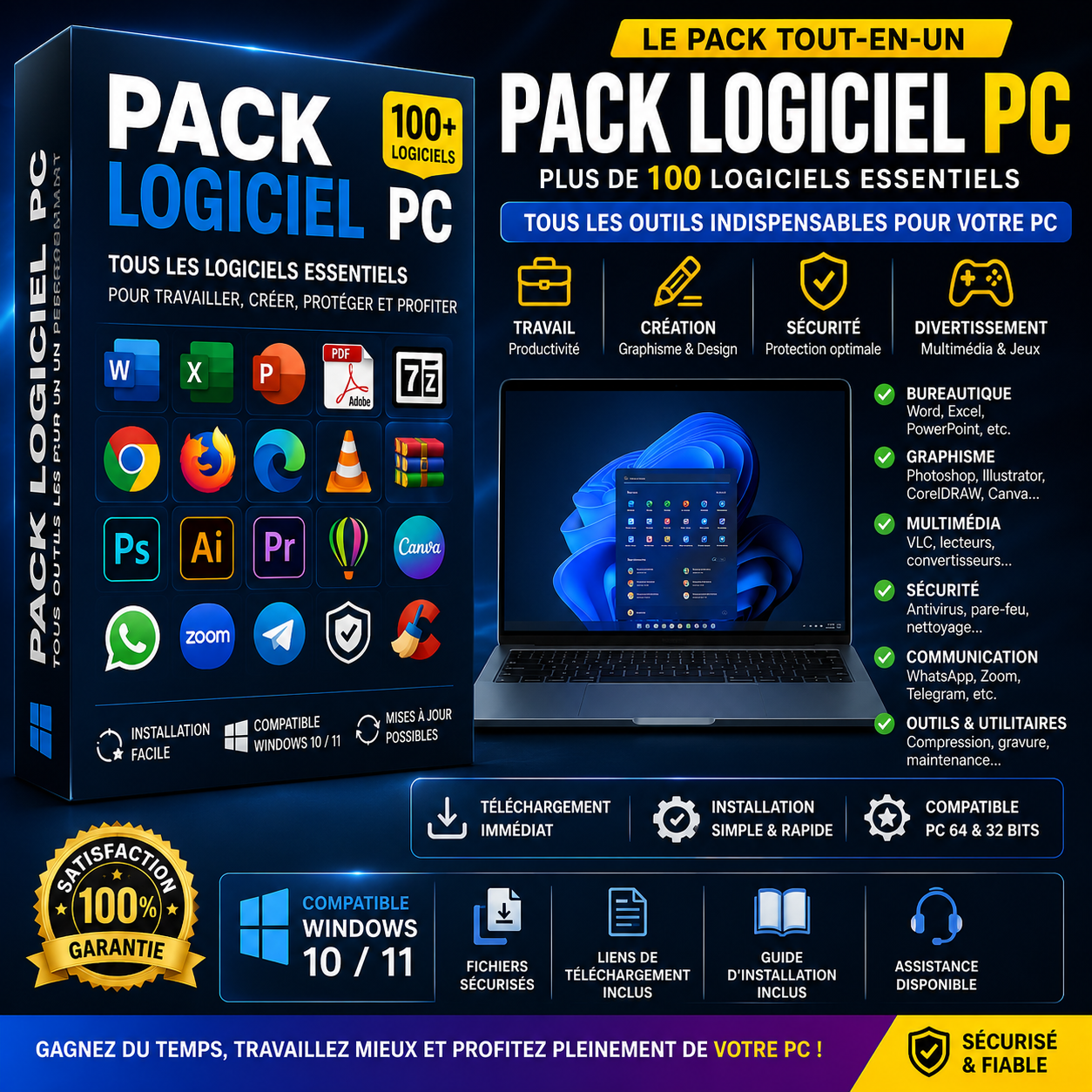 Pack Logiciel PC Windows – Plus de 100 Logiciels Essentiels