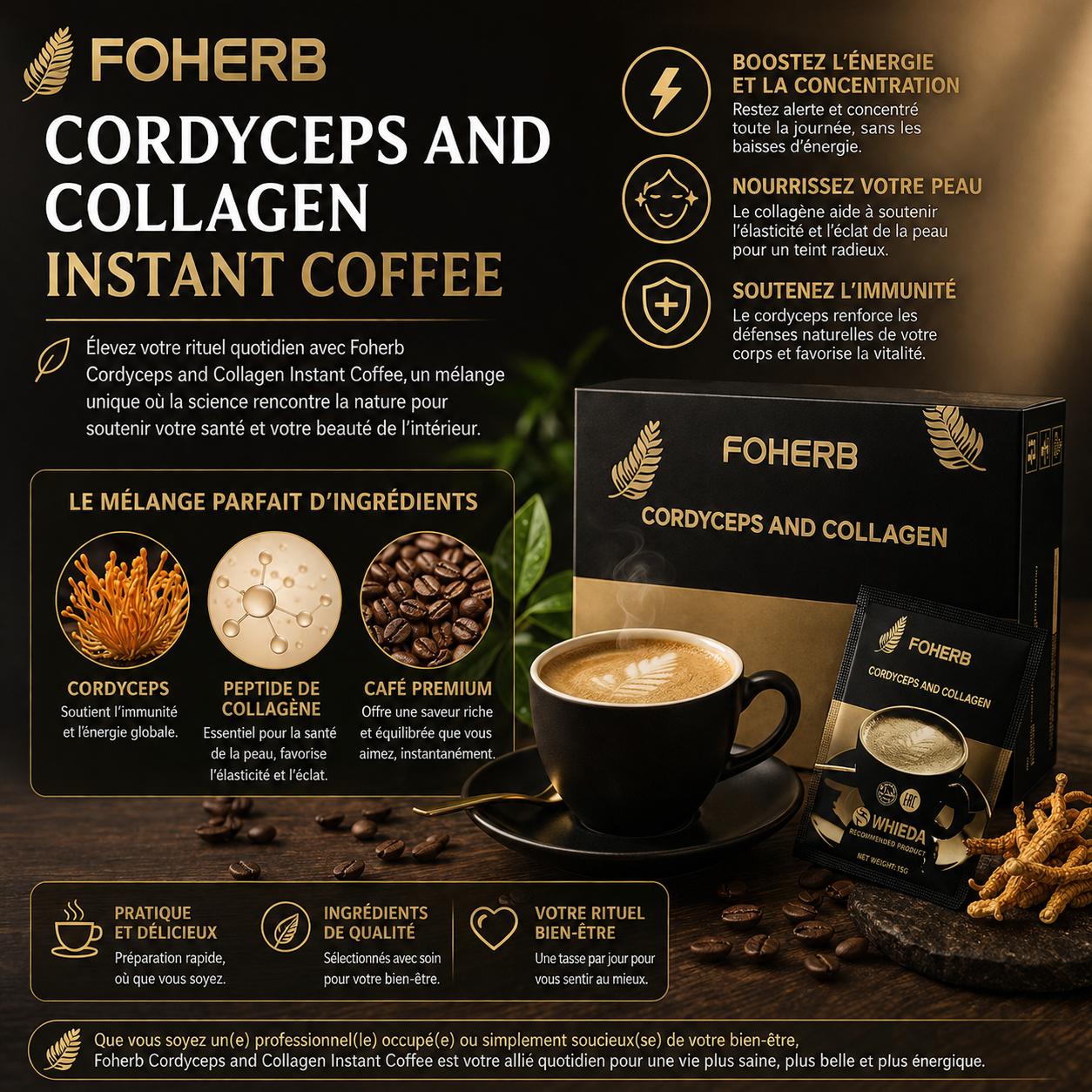 Café instantané au Cordyceps et au Collagène