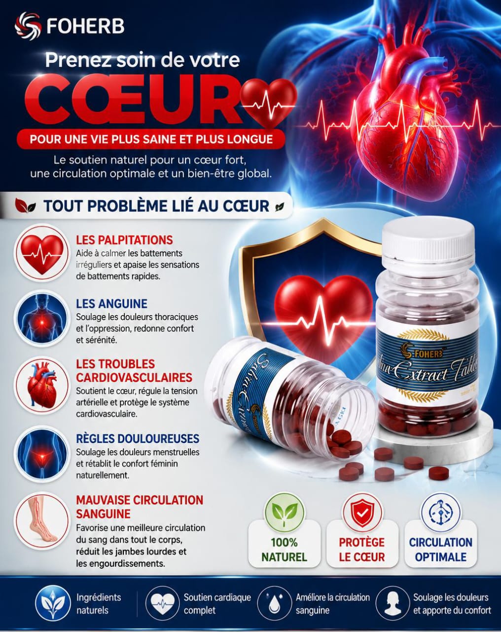 Foherb Hawthorn Extract Tablets – Complément alimentaire naturel à base d'extrait d'aubépine