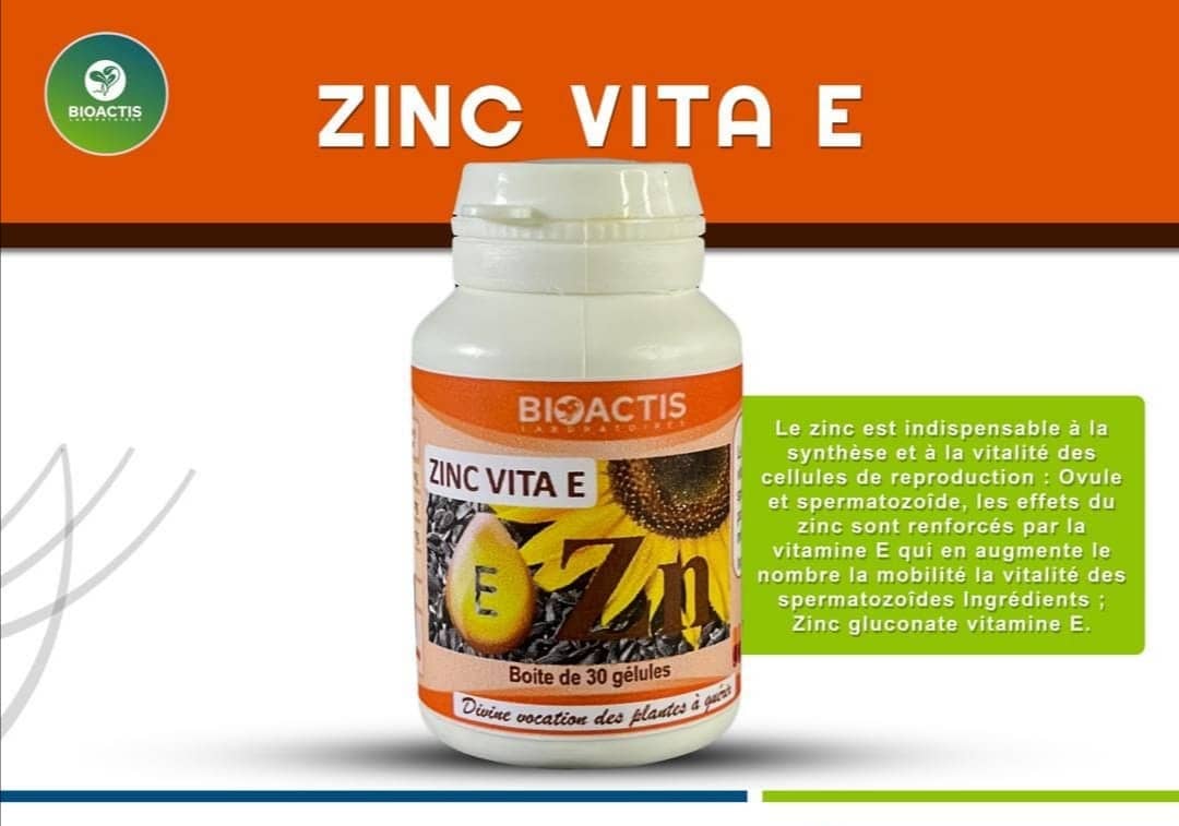 Zinc Vita E, l'alliance du zinc et de la vitamine E.