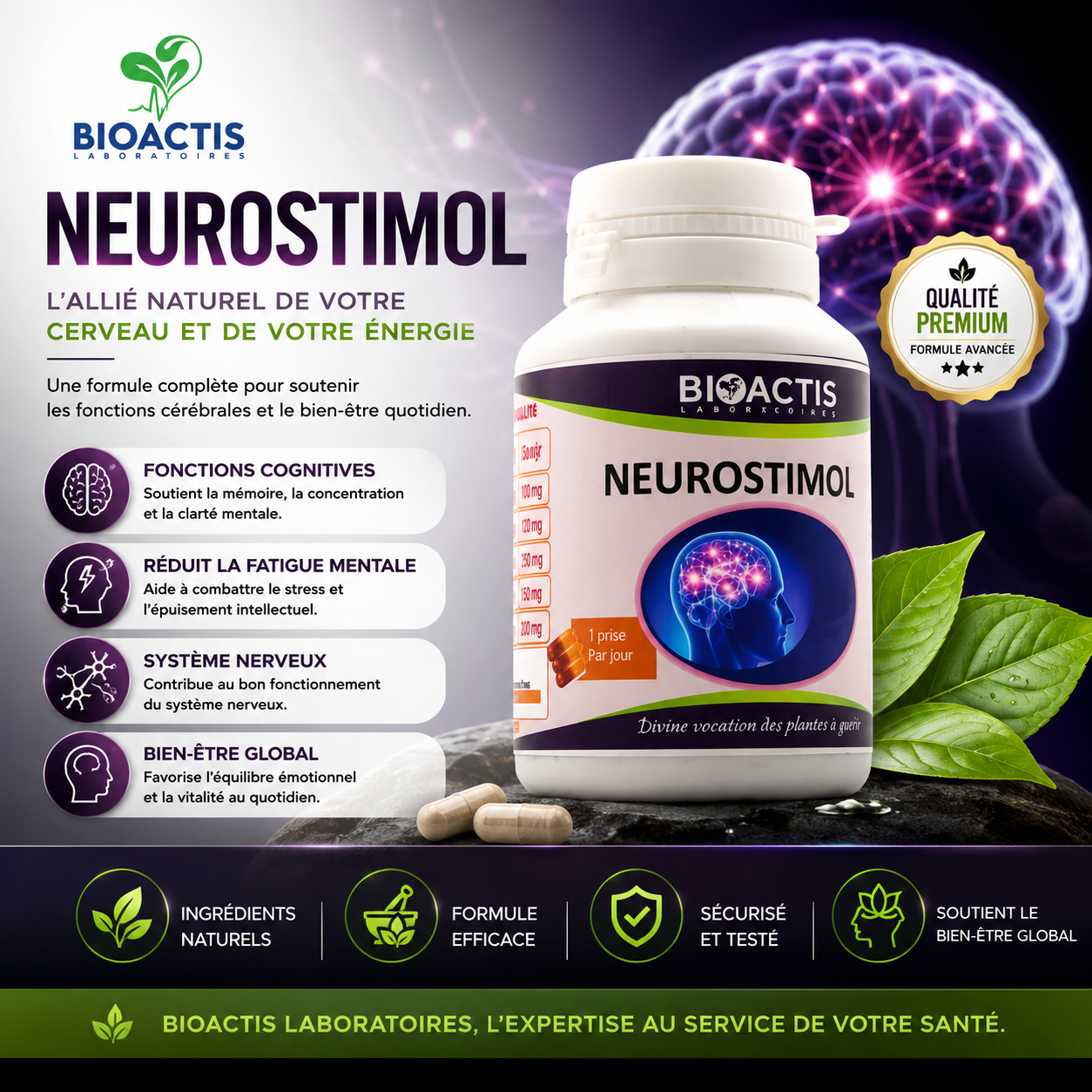Neurostimol, le soutien naturel de votre bien-être cognitif.
