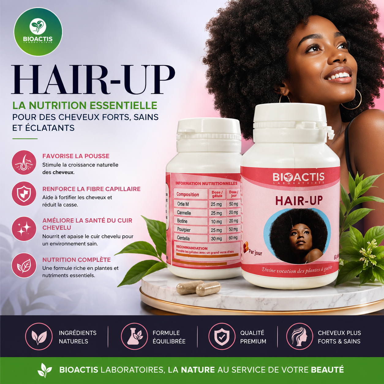 Hair-Up, la nutrition essentielle pour des cheveux éclatants.