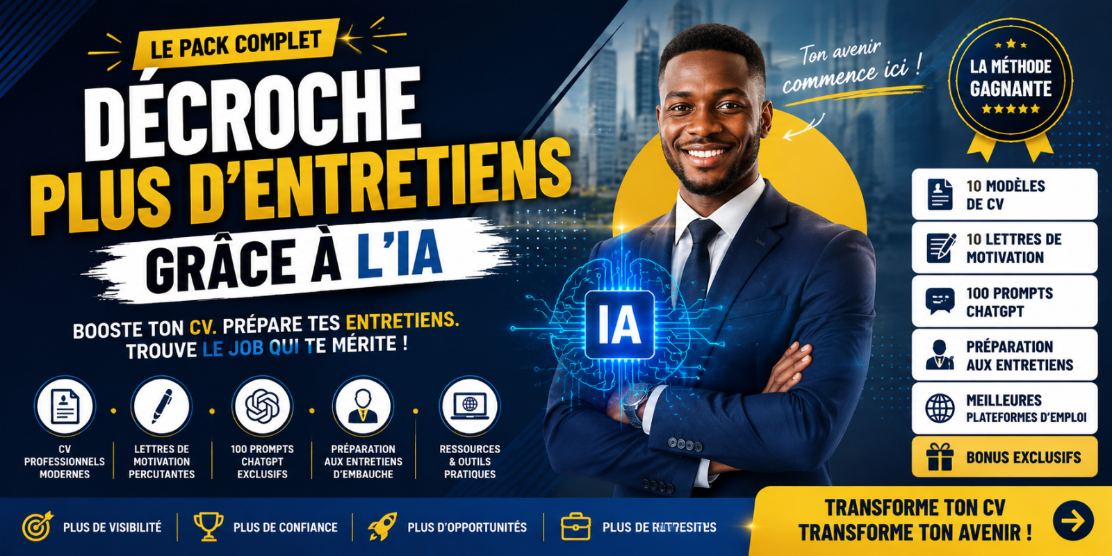 Décrochez plus d'entretiens grâce à l'IA – Le Pack CV Premium Afrique