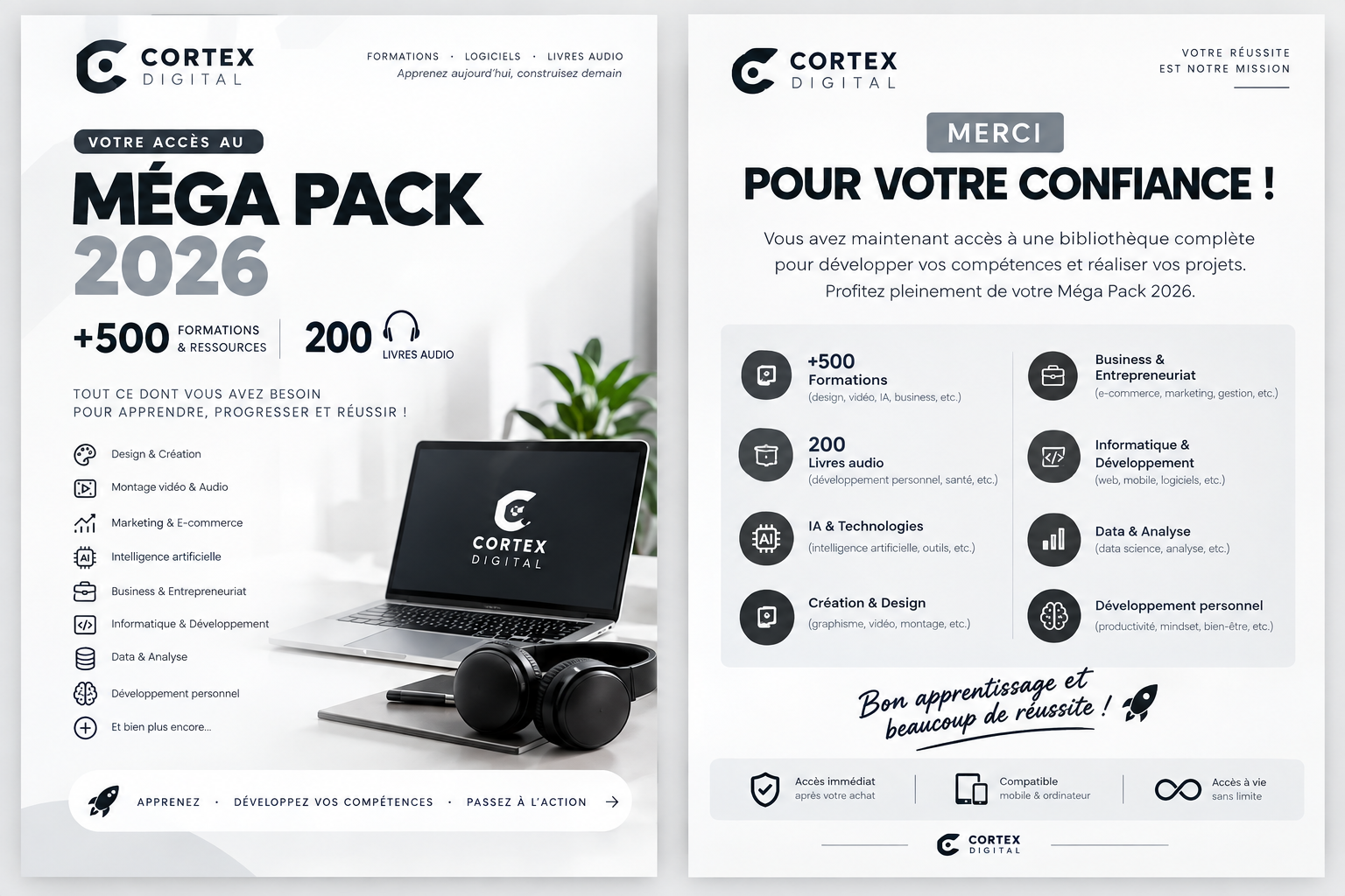 Méga Pack 2026 – 500 Formations & 200 Livres Audio : Boostez Vos Compétences