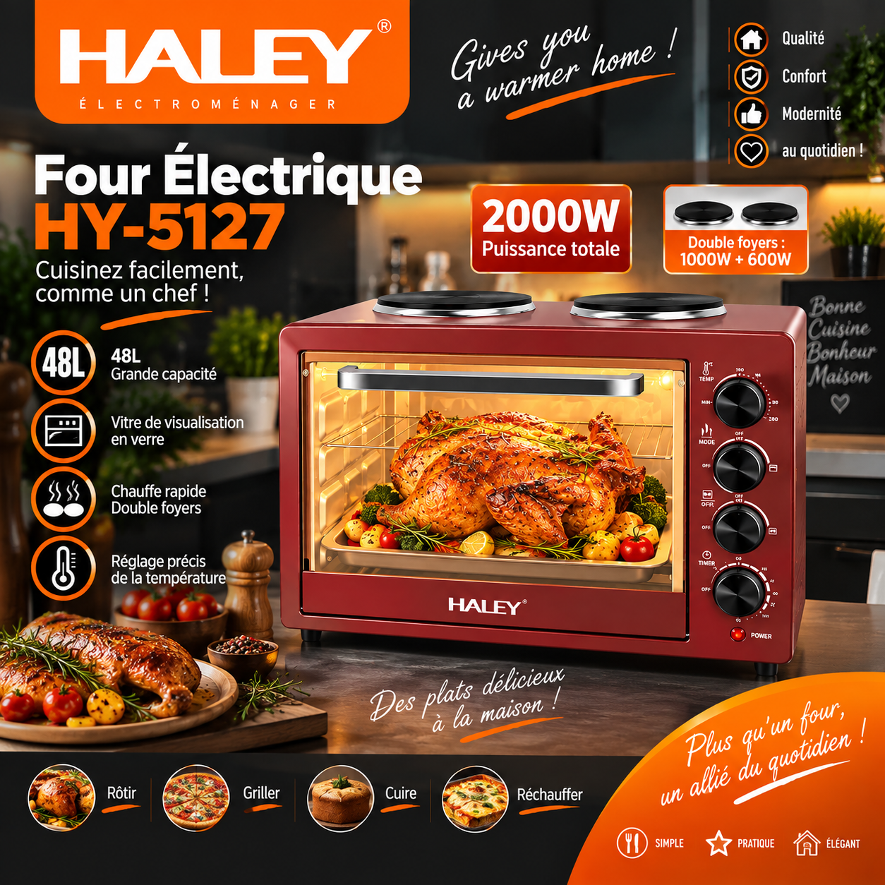 Haley HY-5127, le four électrique puissant pour réussir toutes vos recettes !
