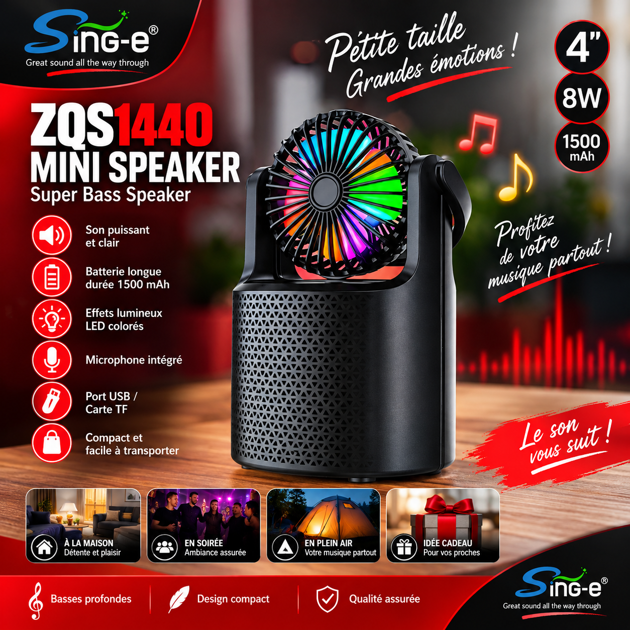 Sing-e ZQS1440, le mini haut-parleur qui fait vibrer vos moments !